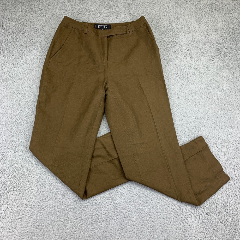 Kasper Pants Womens 6P Brown Petite Mid-Rise Straight Leg Dress Slacks